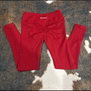 Aurola Women's Red Scrunch Leggings